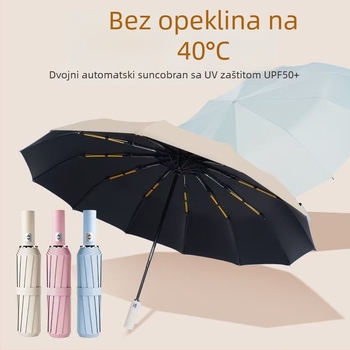 Reklamna kišobran s 24 rebara, automatsko otvaranje/zatvaranje, UV zaštita UPF>50, moguć tiskanje loga