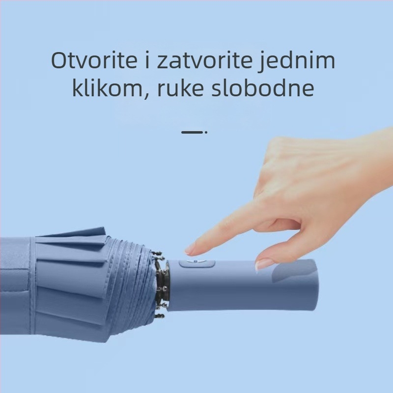 Reklamna kišobran s 24 rebara, automatsko otvaranje/zatvaranje, UV zaštita UPF>50, moguć tiskanje loga