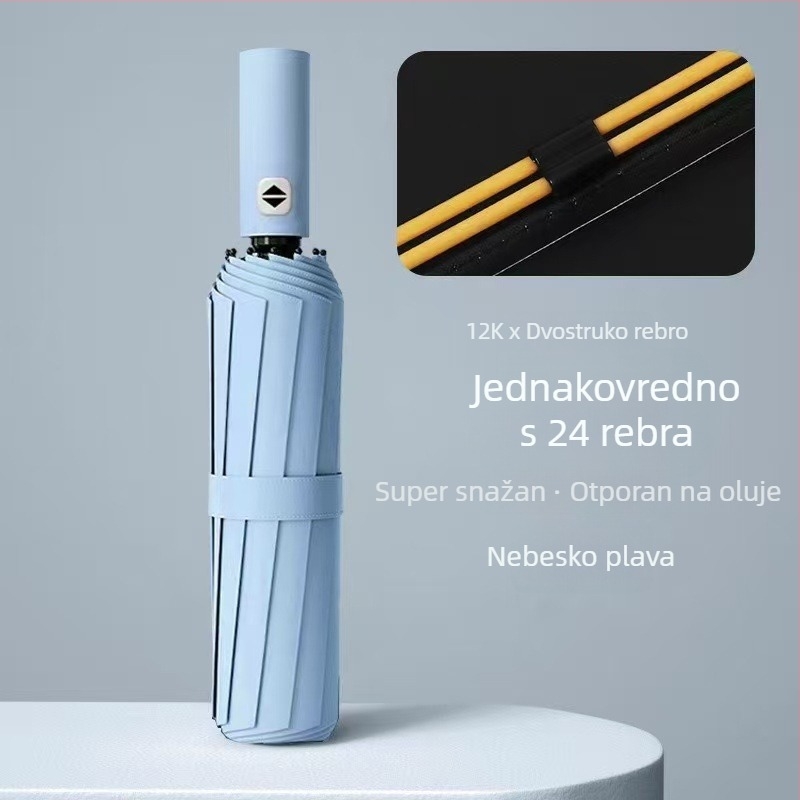 Reklamna kišobran s 24 rebara, automatsko otvaranje/zatvaranje, UV zaštita UPF>50, moguć tiskanje loga