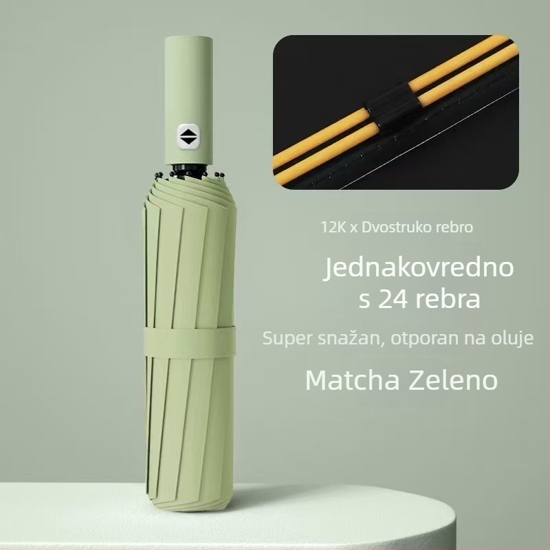 Reklamna kišobran s 24 rebara, automatsko otvaranje/zatvaranje, UV zaštita UPF>50, moguć tiskanje loga