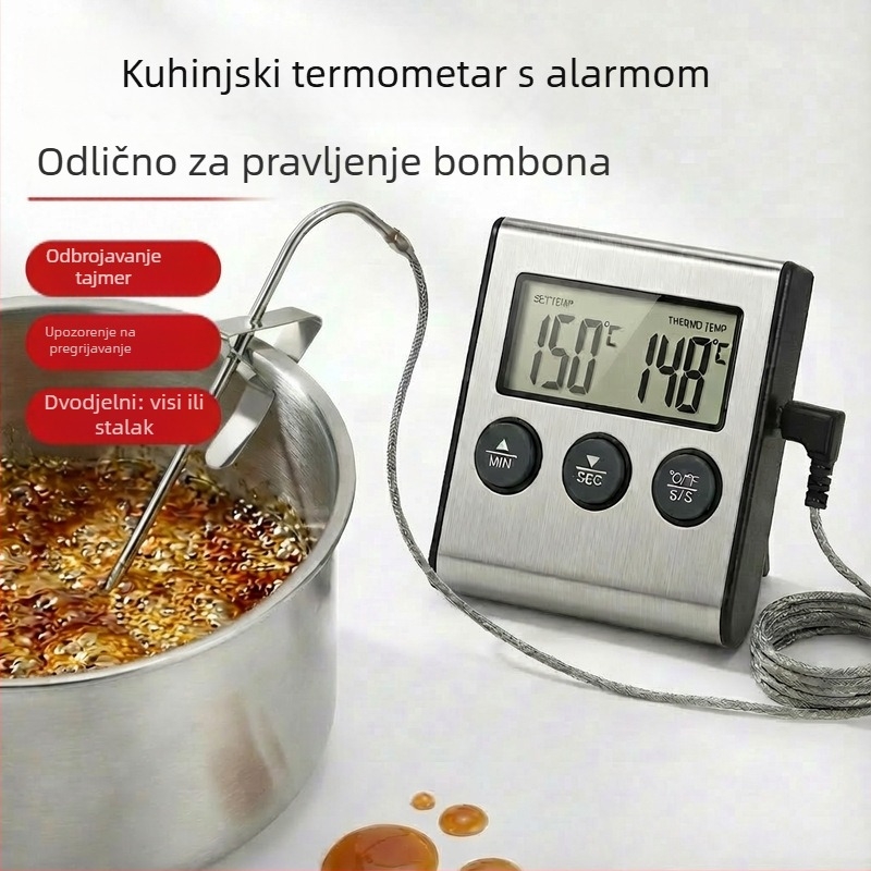 Digitalni kuhinjski termometar, model DTH-24, raspon mjerenja -50 do 300°C, za pećnicu, prženje i kandirano voće
