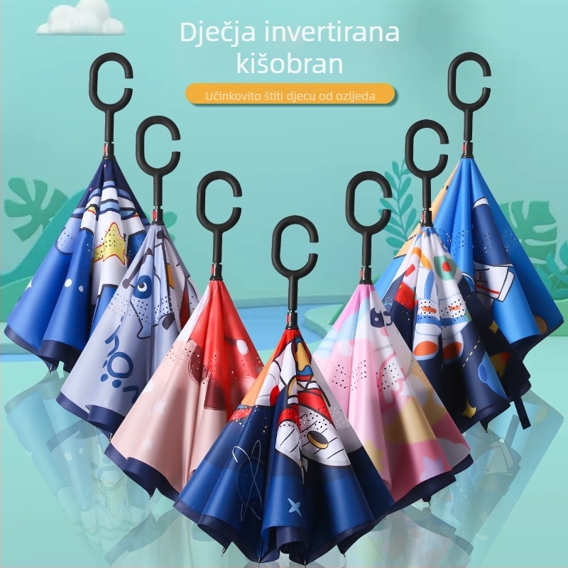 Dječji kišobran s dugom držalom, crtani motiv, 8 rebara od vlaknastog materijala, tkanina 210T, ručno otvaranje, UV zaštita UPF > 50