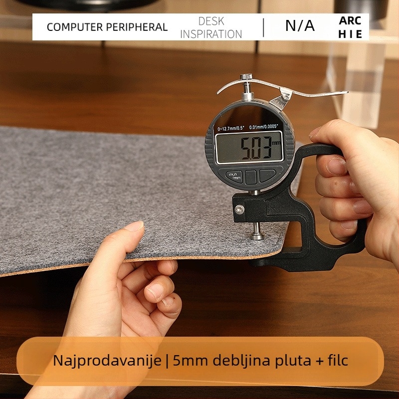 SOYAN-R podloga za stol od kork-filca, dvostruka, kožni rub i šivani rub, otisak logotipa, OEM prilagodba
