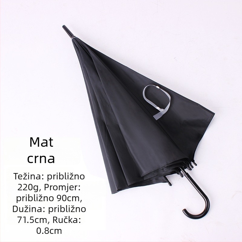 Prozirni kišobran s dugim drškom, automatsko otvaranje, PVC platno, 8 metalnih rebara, moguć tisak logotipa