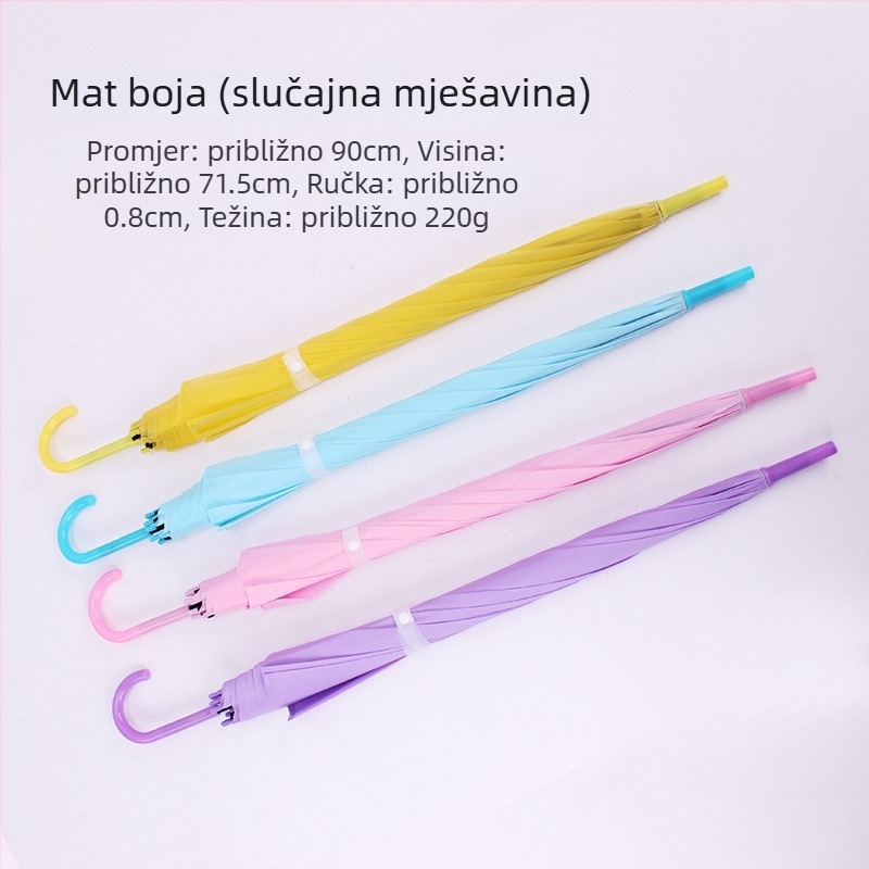 Prozirni kišobran s dugim drškom, automatsko otvaranje, PVC platno, 8 metalnih rebara, moguć tisak logotipa