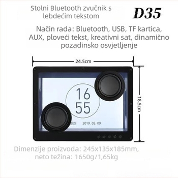 Bluetooth zvučnik s prikazom tekstova, ugrađena baterija 4000-6000mAh, 20W, BT 5.3, 100Hz-20kHz, SNR ≥85dB