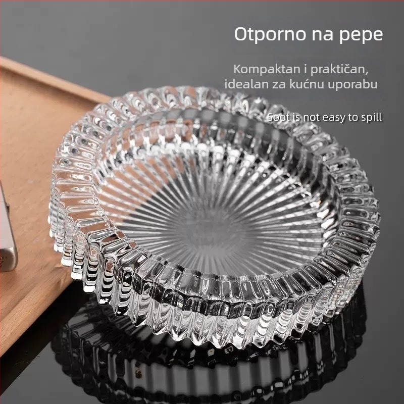 Pepelnjak od stakla s debelim prozirnim kristalnim dizajnom, kvadratni ili okrugli, za kućnu uporabu — Edinger