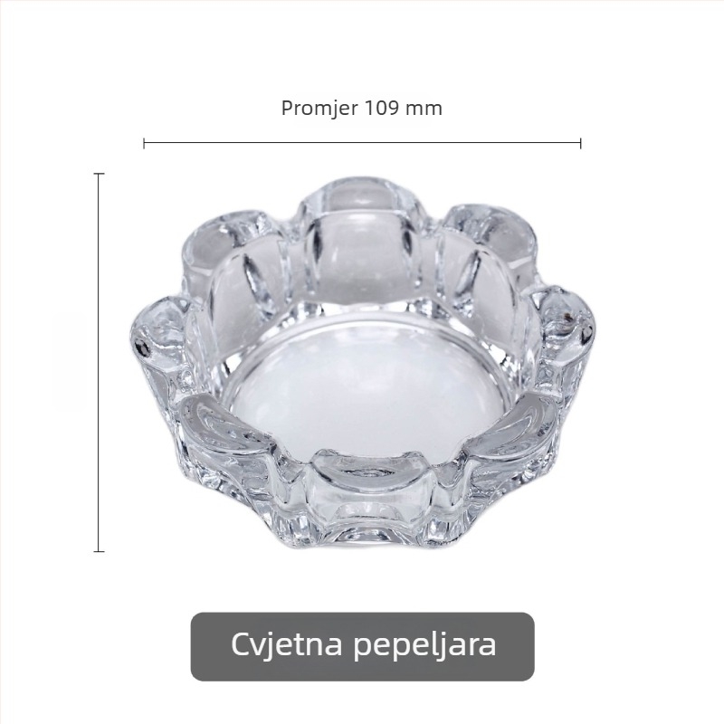 Pepelnjak od stakla s debelim prozirnim kristalnim dizajnom, kvadratni ili okrugli, za kućnu uporabu — Edinger