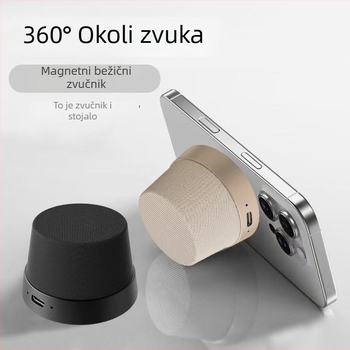 Magnetni mini zvučnik s držačem za telefon, Prijenosni Bluetooth auto-zvučnik, 5W, Bluetooth 5.3, Ugradbena baterija 300–500mAh, IPX2