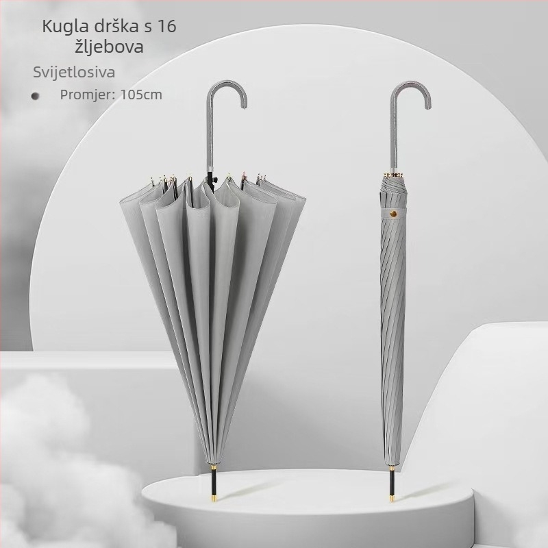 Kišobran u japanskom stilu s 16 rebara, automatsko otvaranje, duga drška, otporan na vjetar, mogućnost loga