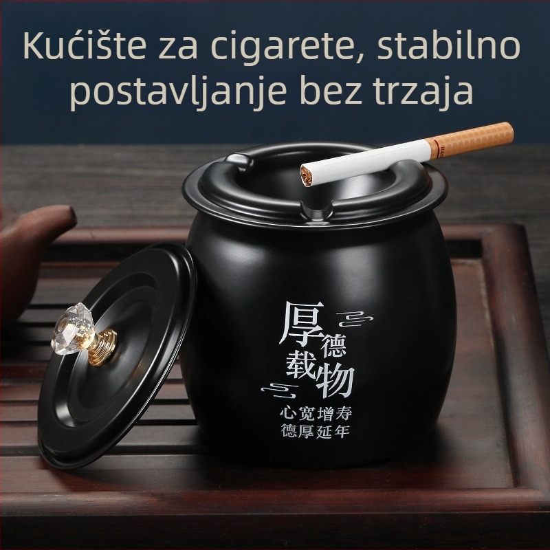 Nerđajući čelik pepalnik s poklopcem – otporan na vjetar i prašinu, jednostavan i moderan stil, Novi kineski stil, mogućnost vlastitog logotipa, pogodan kao poklon za ured ili dom