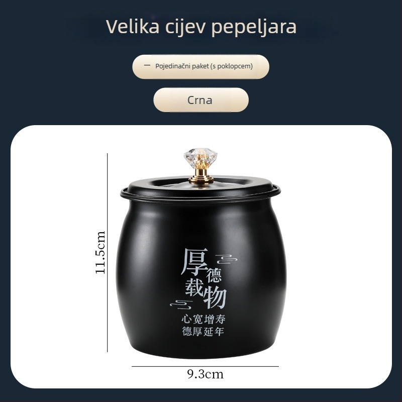 Nerđajući čelik pepalnik s poklopcem – otporan na vjetar i prašinu, jednostavan i moderan stil, Novi kineski stil, mogućnost vlastitog logotipa, pogodan kao poklon za ured ili dom