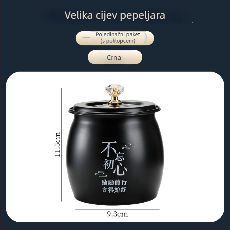 Nerđajući čelik pepalnik s poklopcem – otporan na vjetar i prašinu, jednostavan i moderan stil, Novi kineski stil, mogućnost vlastitog logotipa, pogodan kao poklon za ured ili dom