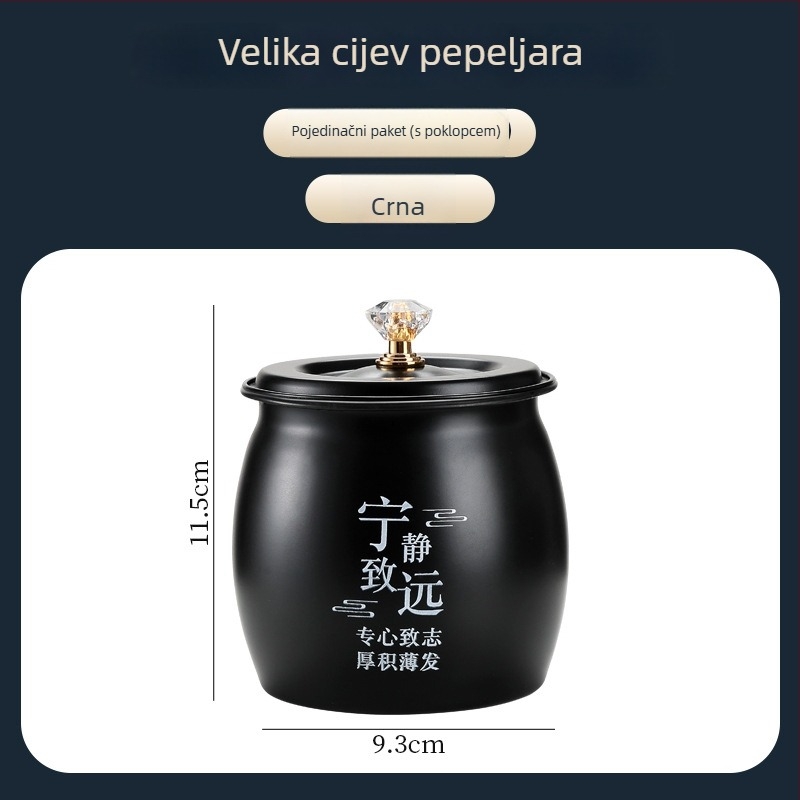 Nerđajući čelik pepalnik s poklopcem – otporan na vjetar i prašinu, jednostavan i moderan stil, Novi kineski stil, mogućnost vlastitog logotipa, pogodan kao poklon za ured ili dom
