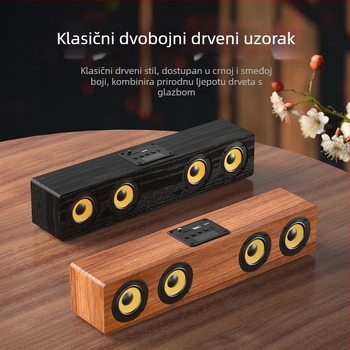 Stolni Bluetooth zvučnik s četiri zvučnika, drveno kućište, Bluetooth 5.0, ugrađena baterija 2000-4000 mAh, frekvencijski odziv 80 Hz-18 kHz