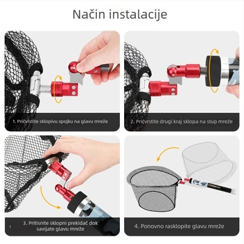 San Le sklopivi adapter za ribarsku mrežu, aluminijska legura, visoke čvrstoće