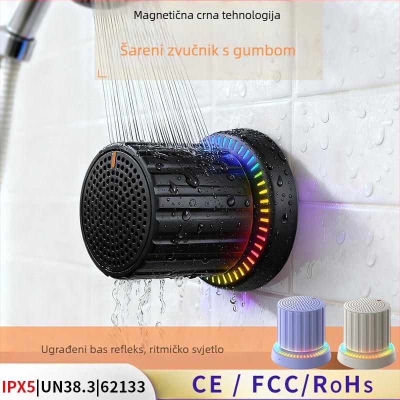Mini prijenosni Bluetooth zvučnik s IPX5 vodootpornošću, izlazna snaga 3W, Bluetooth 5.3, frekvencijski raspon 100 Hz–20 kHz, domet 10 m