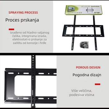 Zidni držač za LCD TV, dvije razine, nosivost iznad 15 kg, materijal željezo, VESA 200×200 / 400×400 / 600×400