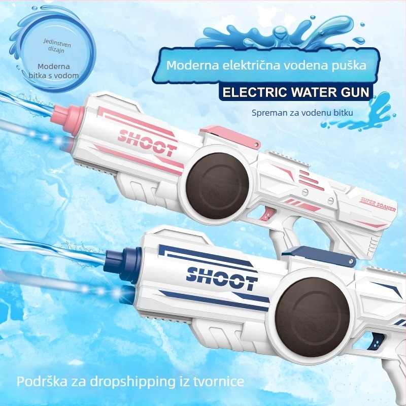 Električna vodena puška za djecu, visokotlačni sprej, veliki kapacitet, plastično kućište, ljetna vanjska igra za uzrast 7–14 godina.