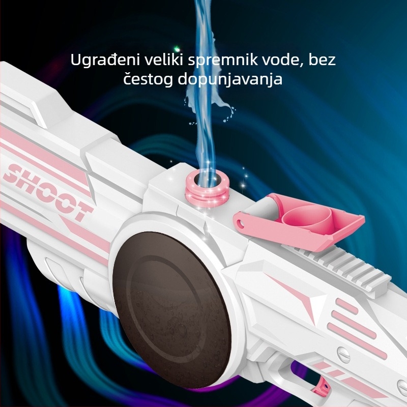 Električna vodena puška za djecu, visokotlačni sprej, veliki kapacitet, plastično kućište, ljetna vanjska igra za uzrast 7–14 godina.