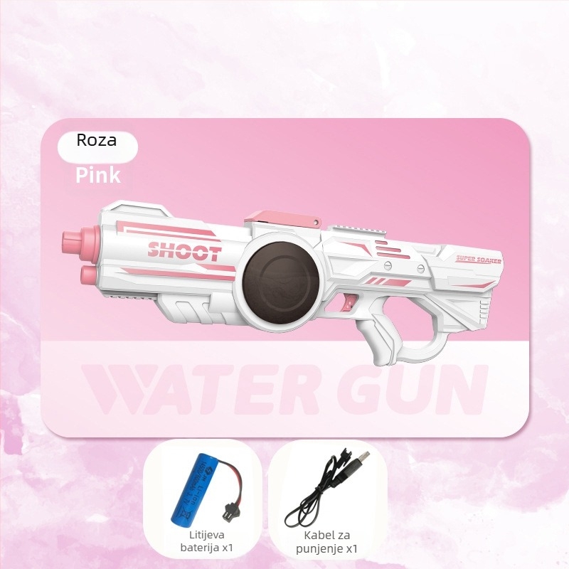 Električna vodena puška za djecu, visokotlačni sprej, veliki kapacitet, plastično kućište, ljetna vanjska igra za uzrast 7–14 godina.