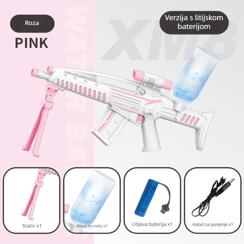 Električna vodena puška za djecu, visokotlačni sprej, veliki kapacitet, plastično kućište, ljetna vanjska igra za uzrast 7–14 godina.