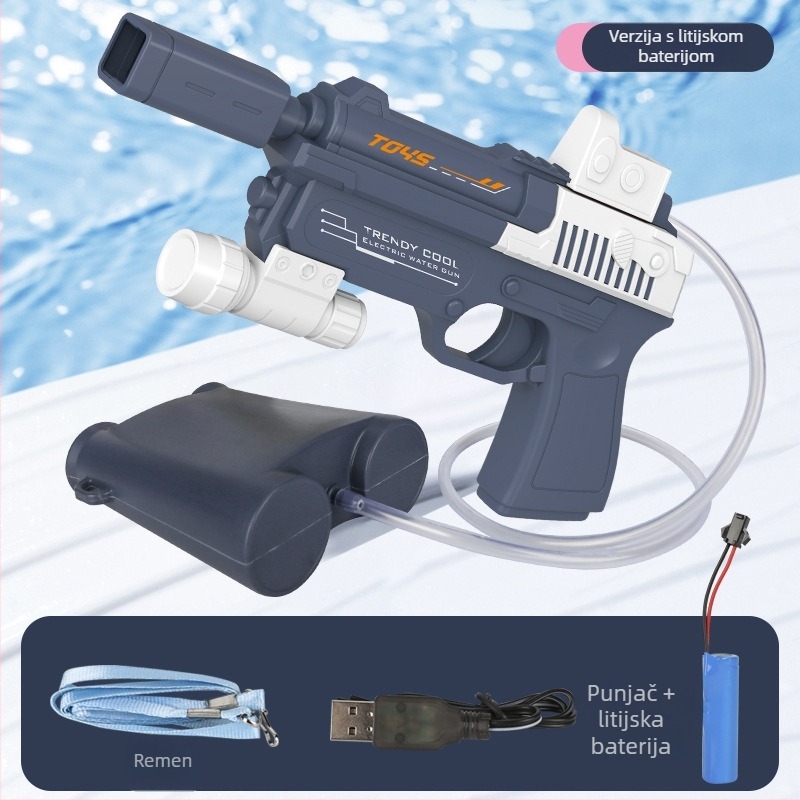 Električna vodena puška za djecu, visokotlačni sprej, veliki kapacitet, plastično kućište, ljetna vanjska igra za uzrast 7–14 godina.