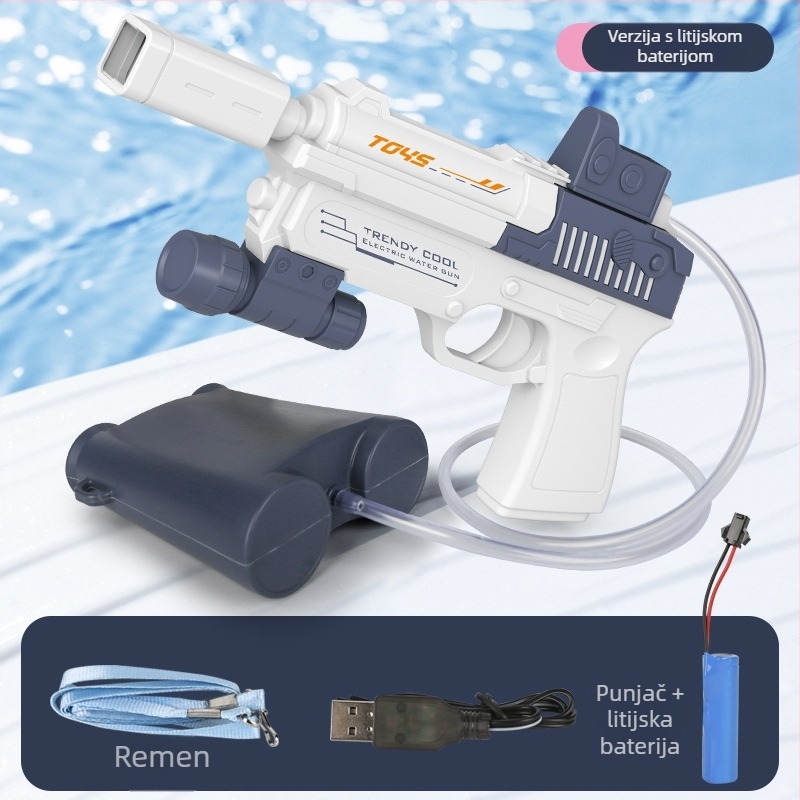 Električna vodena puška za djecu, visokotlačni sprej, veliki kapacitet, plastično kućište, ljetna vanjska igra za uzrast 7–14 godina.