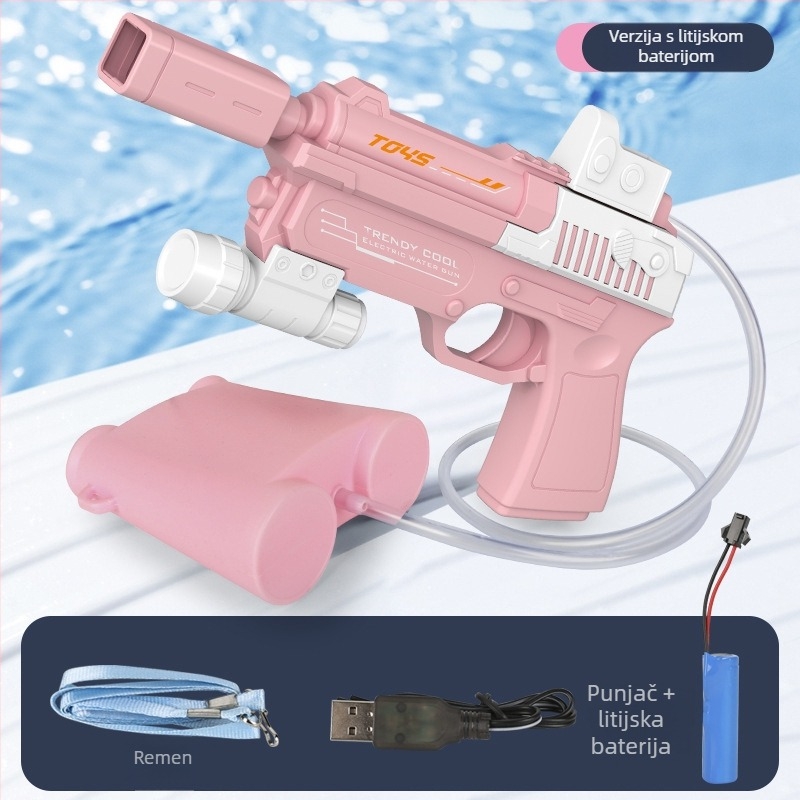 Električna vodena puška za djecu, visokotlačni sprej, veliki kapacitet, plastično kućište, ljetna vanjska igra za uzrast 7–14 godina.