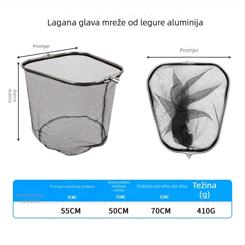 Sklopiva glava mreže za bacanje – trokutasta ravna glava, zaštita od zaplitanja, za velike ribe
