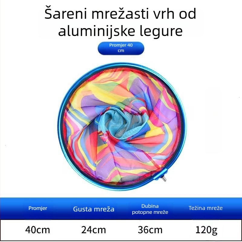 Okrugla glava mreže za ribolov, aluminijska legura, brzo sušeća mreža, ne savijajući dizajn, nosivost 5–15 kg