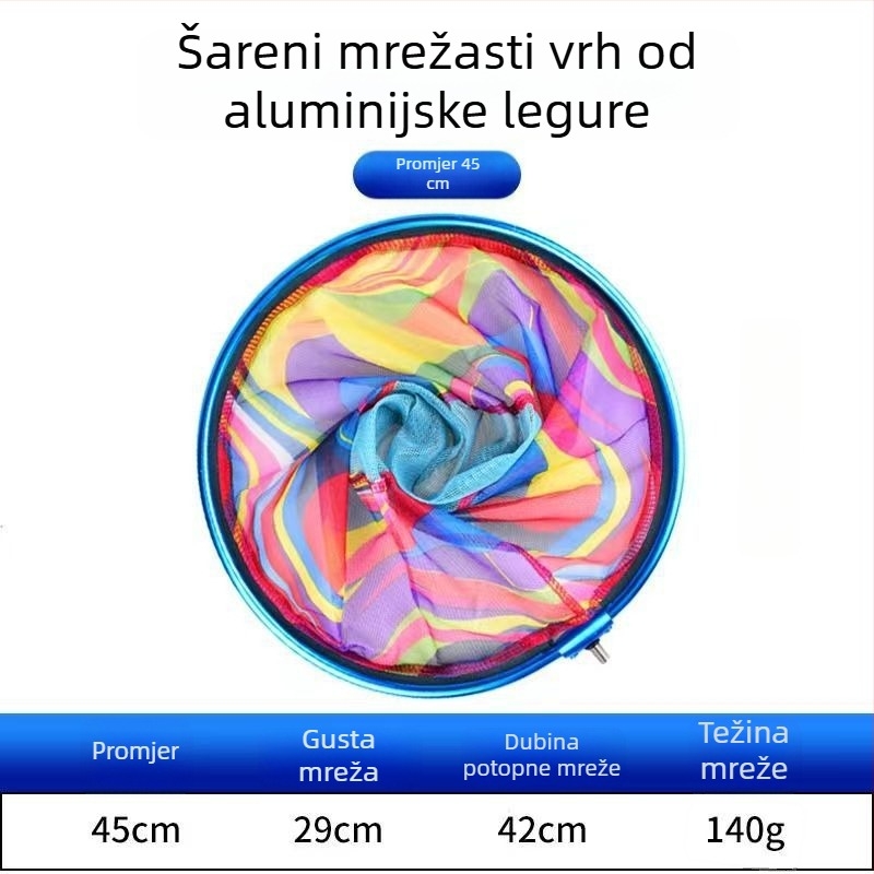 Okrugla glava mreže za ribolov, aluminijska legura, brzo sušeća mreža, ne savijajući dizajn, nosivost 5–15 kg