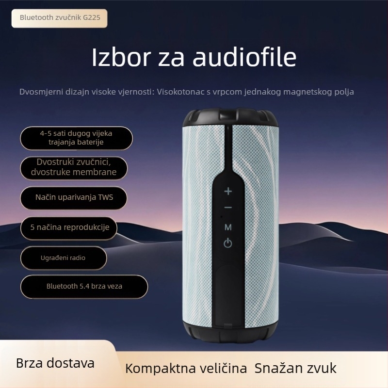 Bluetooth zvučnik velike glasnoće, snažan bas, bežični, prenosiv za kućnu upotrebu i kampiranje, Hi‑Fi zvuk