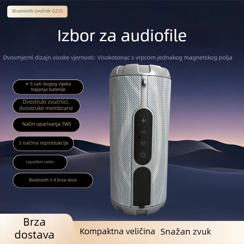 Bluetooth zvučnik velike glasnoće, snažan bas, bežični, prenosiv za kućnu upotrebu i kampiranje, Hi‑Fi zvuk