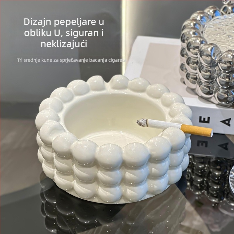 Keramički pepeljara s poklopcem, lagan luksuzan dizajn, funkcija prikupljanja i pohrane