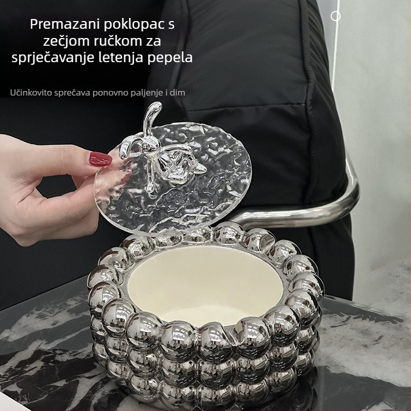 Keramički pepeljara s poklopcem, lagan luksuzan dizajn, funkcija prikupljanja i pohrane