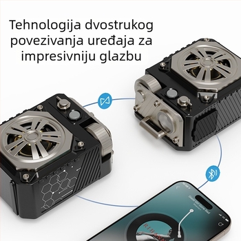 Prenosni Bluetooth zvučnik za vanjske aktivnosti u dizajnu oklopa, IPX5 vodootporan, 5W snaga, Bluetooth 5.3, domet 10 m, ugrađena baterija 2000–4000mAh