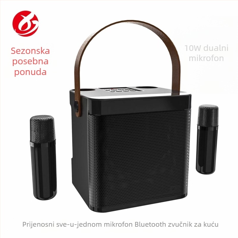 Prijenosni vanjski Bluetooth karaoke zvučnik s ugrađenom baterijom – Bluetooth 5.3, 10W izlaz, baterija 2000–4000 mAh, raspon 100Hz–20kHz, domet 10m