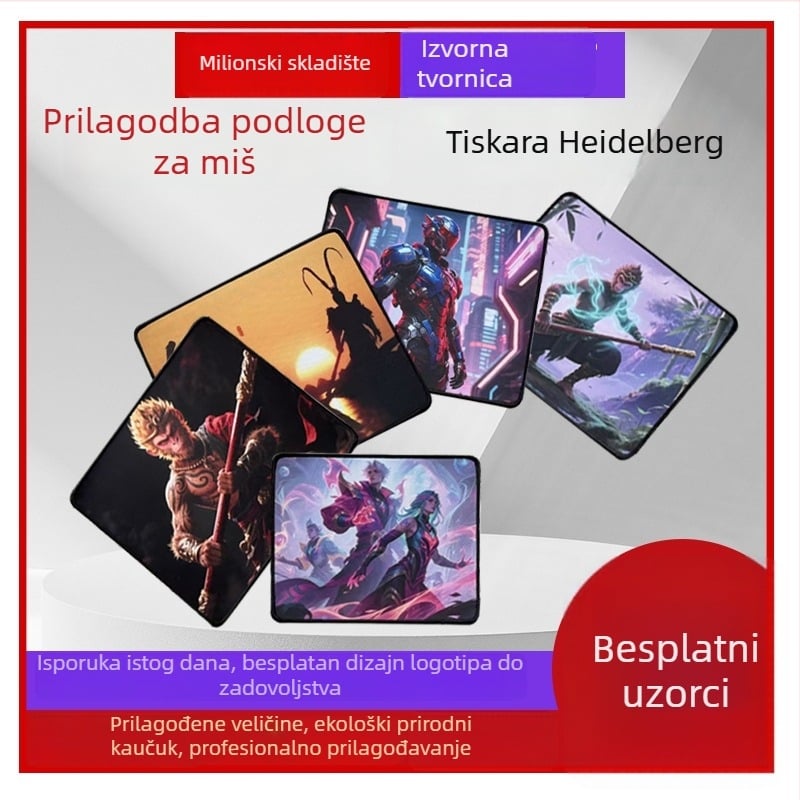 Podloga za miš sa naslonom za zglob — protuklizna podloga za stol, prirodna guma, prijenos topline, prilagodljivo