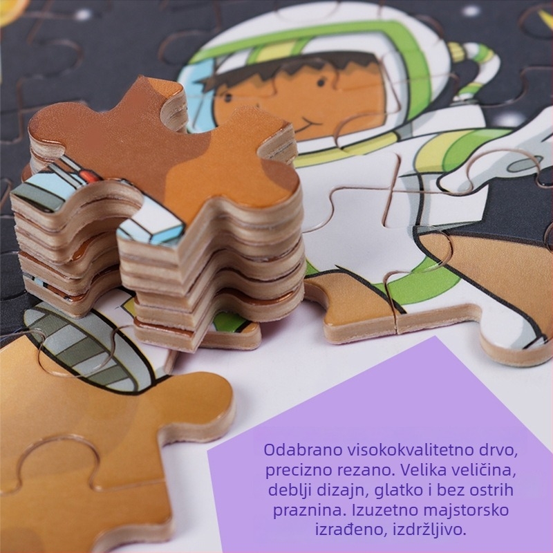 Drveni puzzle aviona u metalnoj kutiji; mogućnost prilagodbe (logo); za djecu od 4 do 6 godina