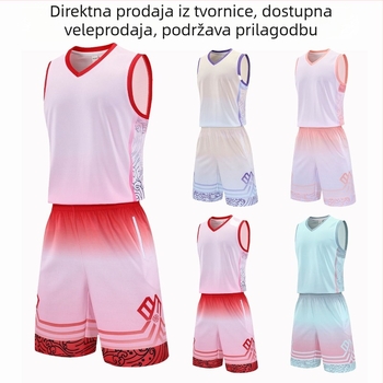 Komplet košarkaške uniforme za trening kampove, brzo-sušeći i prozračan, za odrasle i djecu, isti dres s mogućnošću tiskanja logotipa i teksta