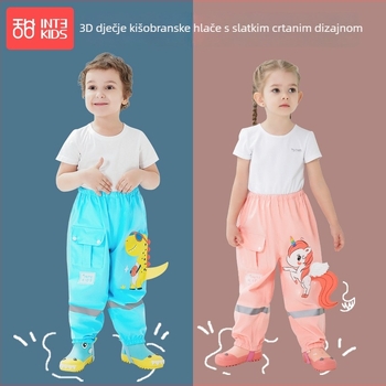 Dječje debele vodootporne hlače za kišu s PVC ljepilnim slojem