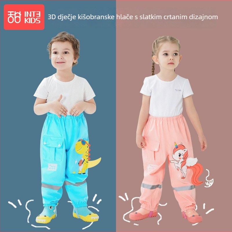Dječje debele vodootporne hlače za kišu s PVC ljepilnim slojem