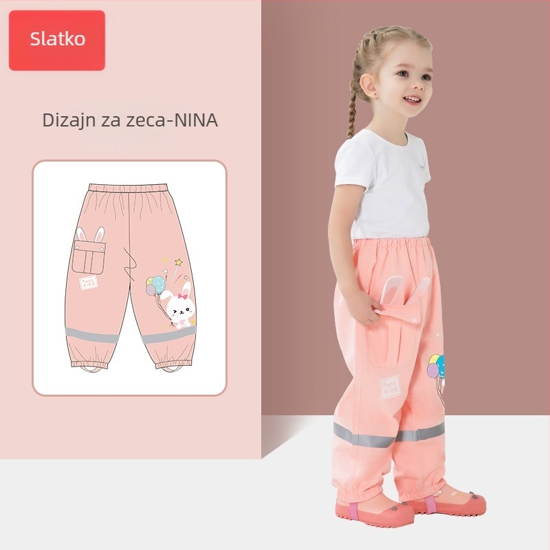 Dječje debele vodootporne hlače za kišu s PVC ljepilnim slojem