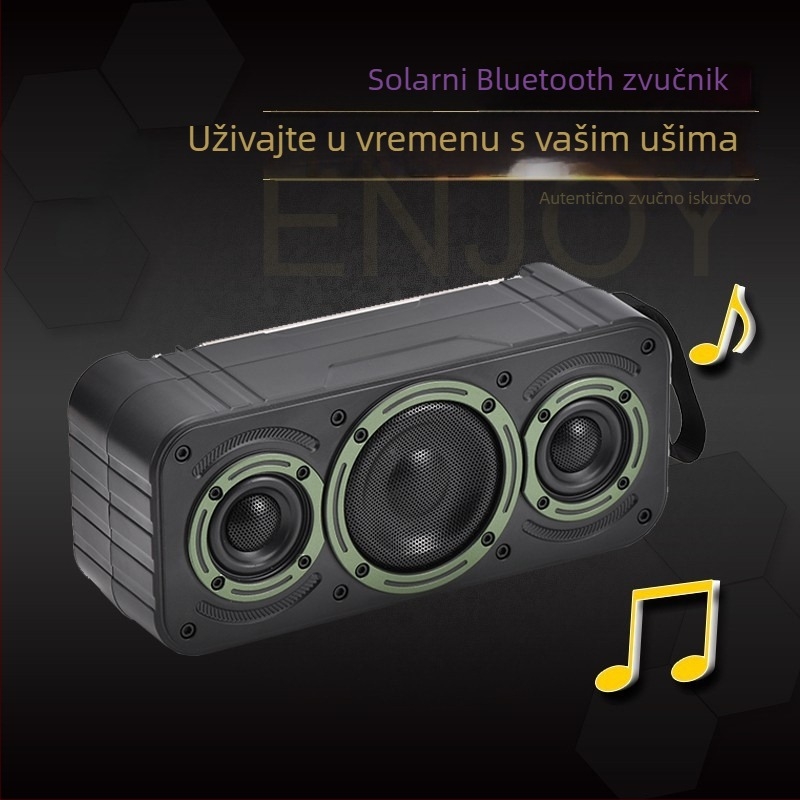Bluetooth zvučnik na solarno punjenje s ugrađenom baterijom – 5W, Bluetooth 5.3, 1200–2000mAh, 100 Hz–20 kHz, domet 10 m