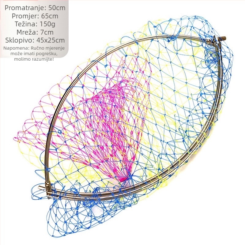 Sklopiva glava mreže za ribolov od nehrđajućeg čelika, s velikim okom