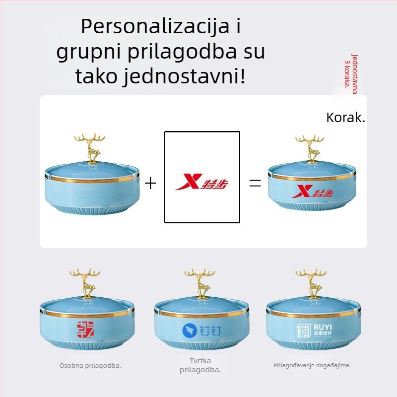 Keramička pepeljara s poklopcem, stil laganog luksuza, otisak logotipa i prilagodba, funkcija skladištenja