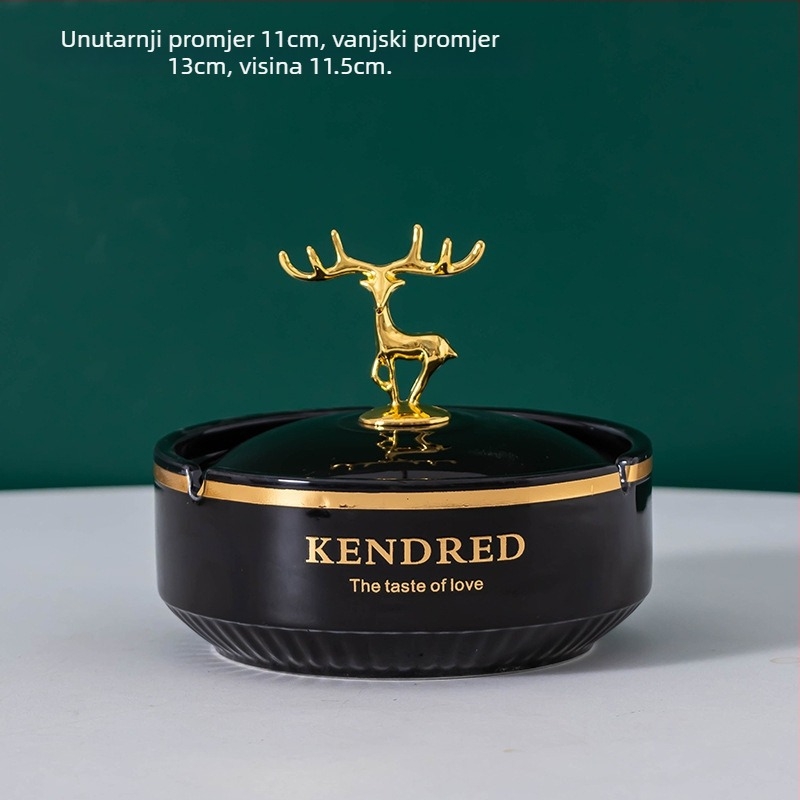 Keramička pepeljara s poklopcem, stil laganog luksuza, otisak logotipa i prilagodba, funkcija skladištenja