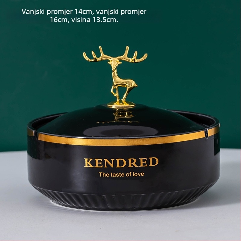 Keramička pepeljara s poklopcem, stil laganog luksuza, otisak logotipa i prilagodba, funkcija skladištenja