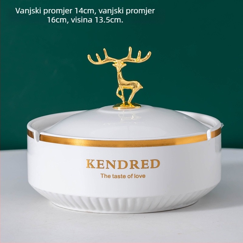 Keramička pepeljara s poklopcem, stil laganog luksuza, otisak logotipa i prilagodba, funkcija skladištenja